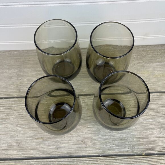 Vintage Libbey Glass Tempo Brown Flat Tumbler | 14oz Glass | Set of 4 - Picture 2 of 9